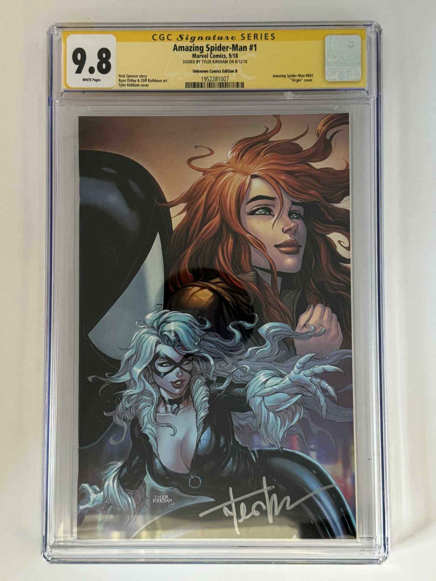 [Signed by Tyler Kirkham] Amazing Spider-Man #1 CGC 9.8 Yellow Label Exclusive Virgin Var