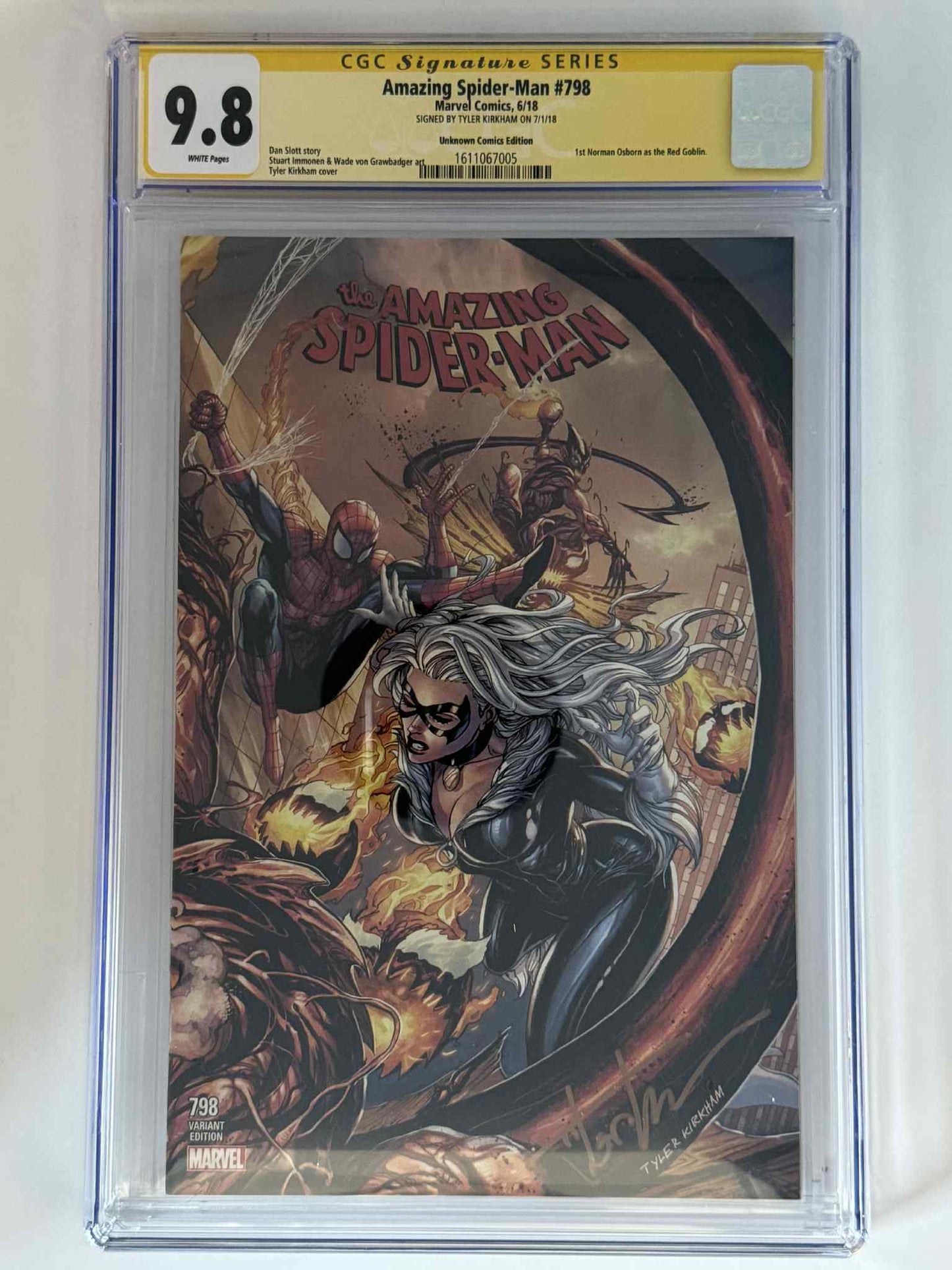 [Signed by Tyler Kirkham] Amazing Spider-Man #798 CGC 9.8 Yellow Label Exclusive Var