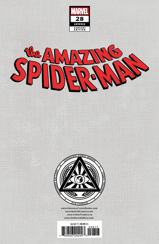 Amazing Spider-Man #28 Unknown Comics Kaare Andrews Exclusive Virgin Var (06/28/2023)