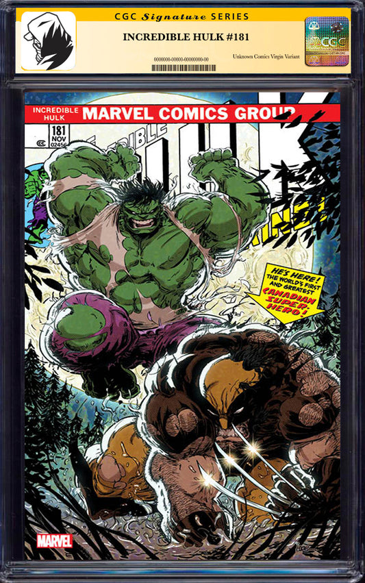 [SIGNED BY KAARE ANDREWS] INCREDIBLE HULK #181 FACSIMILE EDITION [NEW PRINTING] UNKNOWN COMICS KAARE ANDREWS EXCLUSIVE VAR [CGC 9.6+ YELLOW LABEL] (11/27/2024)
