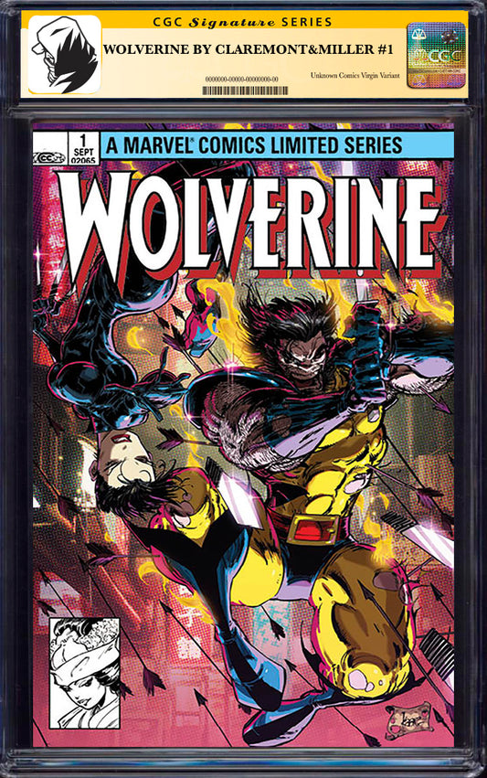 [TRIPLE SIGNED] [CLAREMONT / ANDREWS / MILLER] [FOIL] WOLVERINE BY CLAREMONT & MILLER #1 FACSIMILE EDITION [NEW PRINTING] UNKNOWN COMICS KAARE ANDREWS EXCLUSIVE MEGACON VAR [CGC 9.6+ YELLOW LABEL] (11/27/2024)