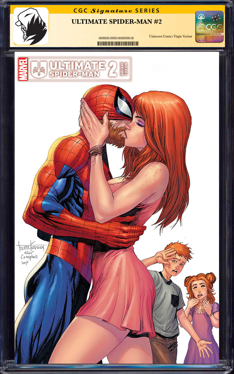 [SIGNED BY JONATHAN HICKMAN] ULTIMATE SPIDER-MAN #2 UNKNOWN COMICS TYLER KIRKHAM  EXCLUSIVE VAR [CGC 9.6+ YELLOW LABEL](11/27/2024)