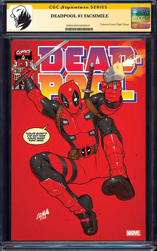 [SIGNED BY DAVID NAKAYAMA] DEADPOOL #1 UNKNOWN COMICS DAVID NAKAYAMA FACSIMILE VAR [CGC 9.6+ YELLOW LABEL] (01/29/2025)