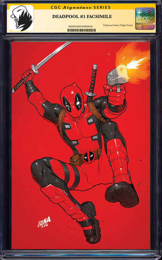 [SIGNED BY DAVID NAKAYAMA] DEADPOOL #1 UNKNOWN COMICS DAVID NAKAYAMA FACSIMILE VIRIGN VAR [CGC 9.6+ YELLOW LABEL] (01/29/2025)