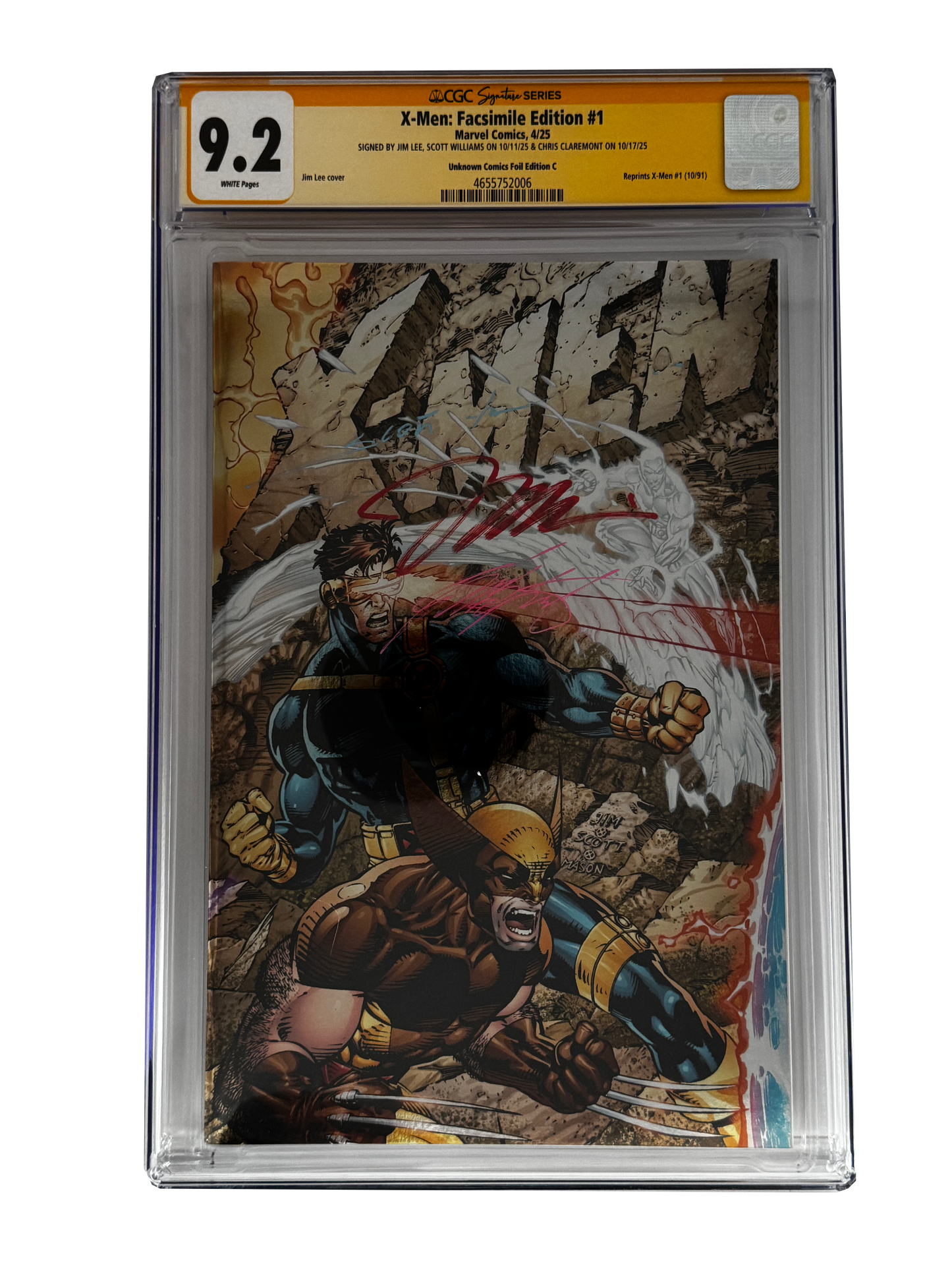 [TRIPLE SIGNED CGC YELLOW LABEL 4 PACK FOIL] X-Men 1991 #1 Facsimile Jim Lee | Claremont |  Williams Cover Var [Set #4]