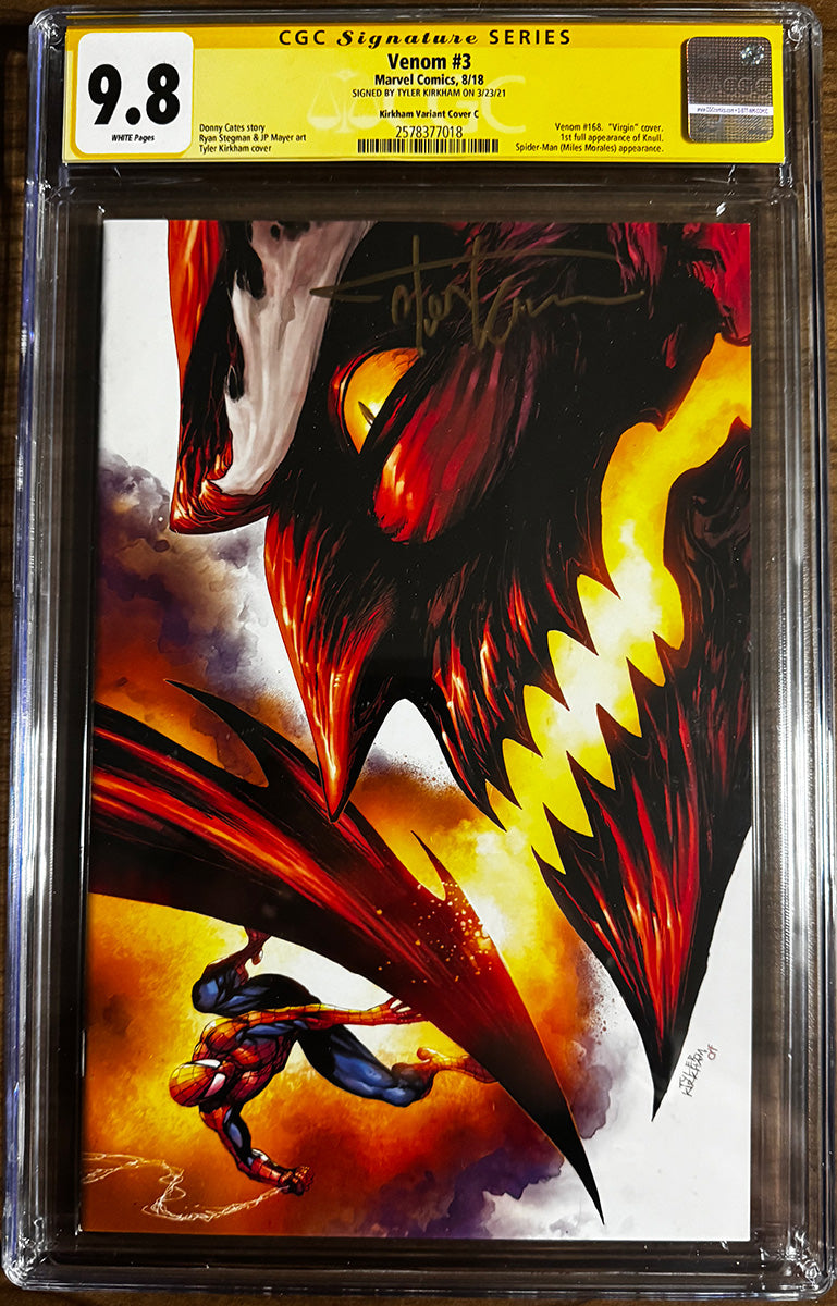 [CGC 9.8 Yellow Label Signed by Tyler Kirkham] VENOM #3 Unknown Comics Tyler Kirkham Exclusive VIRGIN VAR First full appearance of Knull [IN STOCK] (Copy)