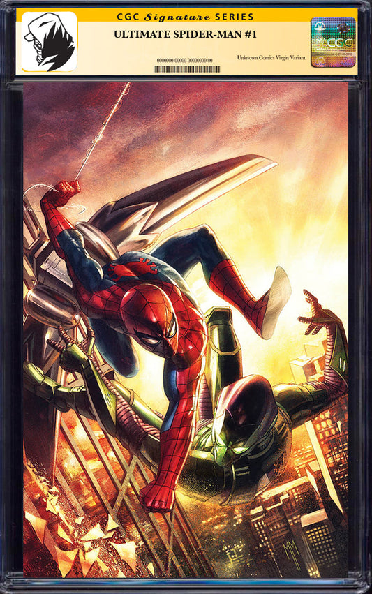 [SINGED BY JONATHAN HICKMAN] ULTIMATE SPIDER-MAN #1 UNKNOWN COMICS MARCO MASTRAZZO EXCLUSIVE VIRGIN VAR [CGC 9.6+ YELLOW LABLE] (11/27/2024)