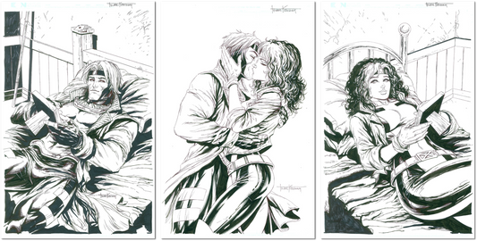 Rogue & Gambit by Tyler Kirkham [ORIGINAL ART] [3 PIECES OF ART]