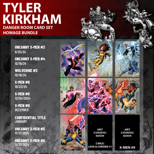 (01/29/2025) [9 PACK] DANGER ROOM CARD SET HOMAGE CONNECTING COVERS EXCLUSIVE VIRGIN BUNDLE TYLER KIRKHAM VAR