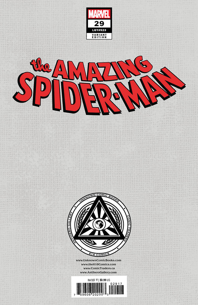 [SIGNED W/ COA] [FOIL]  AMAZING SPIDER-MAN #29 UNKNOWN COMICS NATHAN SZERDY EXCLUSIVE VIRGIN VAR [IN STOCK]